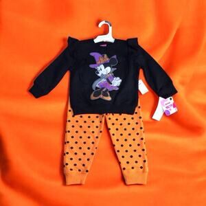 Disney Halloween Minnie Mouse Toddler Girl's Sweatshirt & Pants Outfit Size 18M